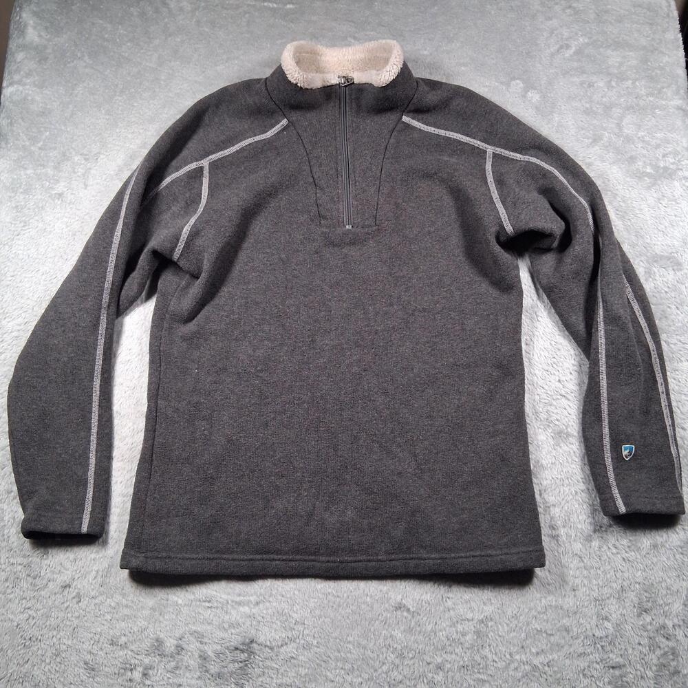 Kuhl Alfpaca Jacket Mens Medium Gray Fleece 1/4 Zip Lined Hiking Outdoor Walking